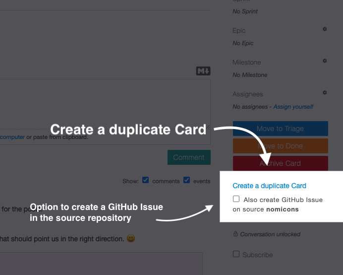 Detail view of a card highlighting where to create a duplicate card