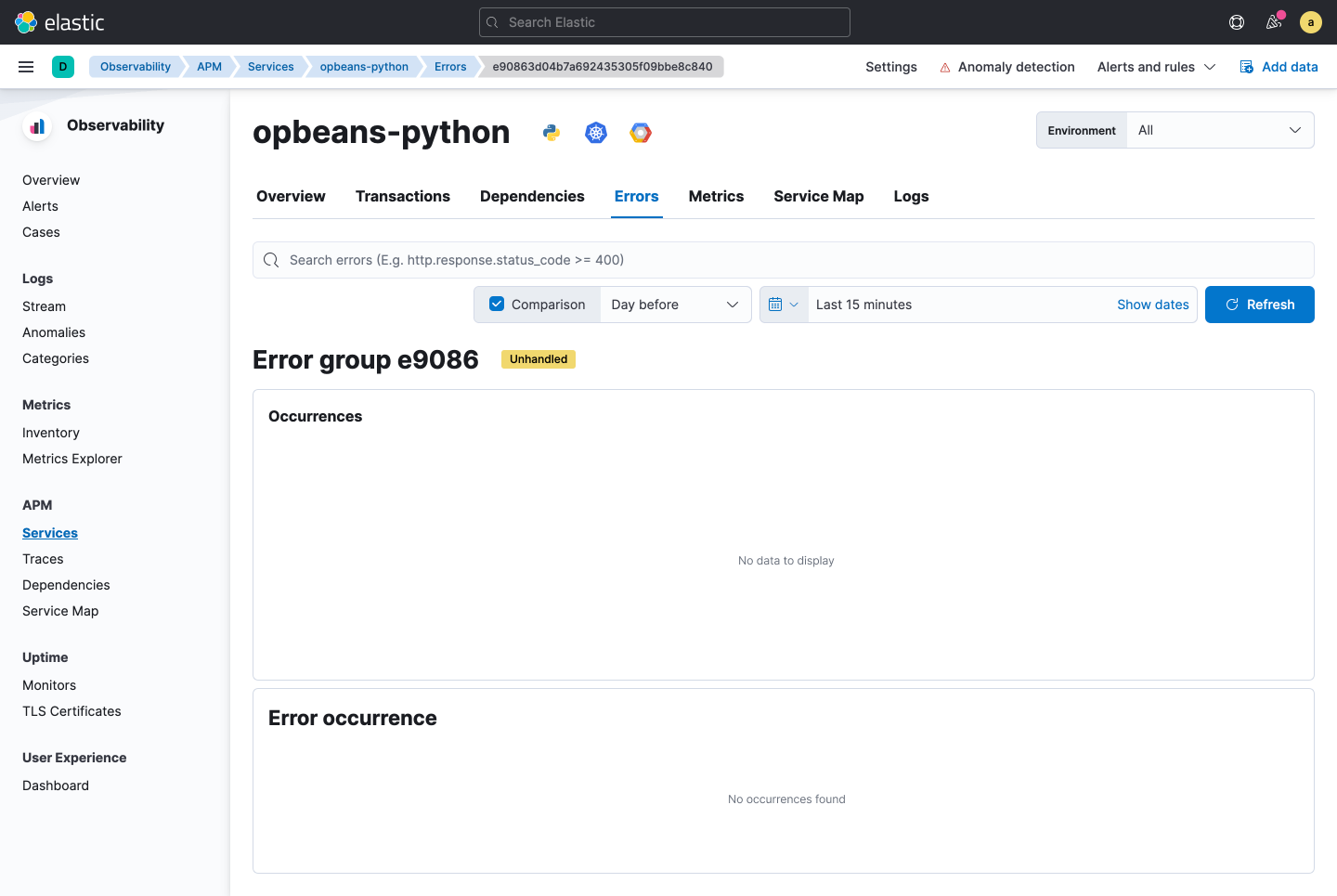 [APM] Improve display of empty state in Error details page · Issue